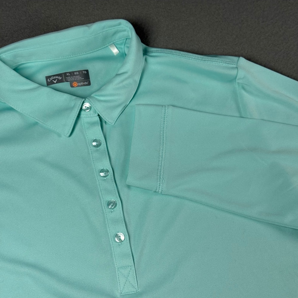 Callaway Womens XL Long Sleeve Opti-Dri Polo Shirt Mint Green Golf Top